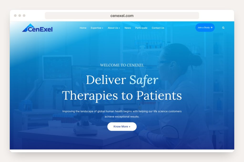 A look at the cenexel.com home page on desktop