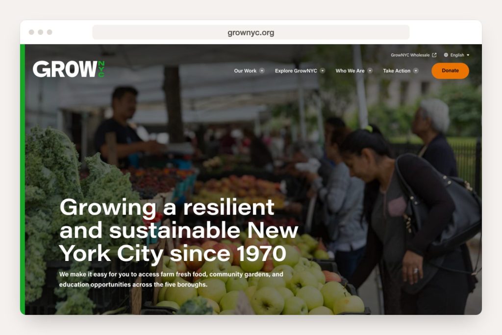 A look at the grownyc.org home page on desktop
